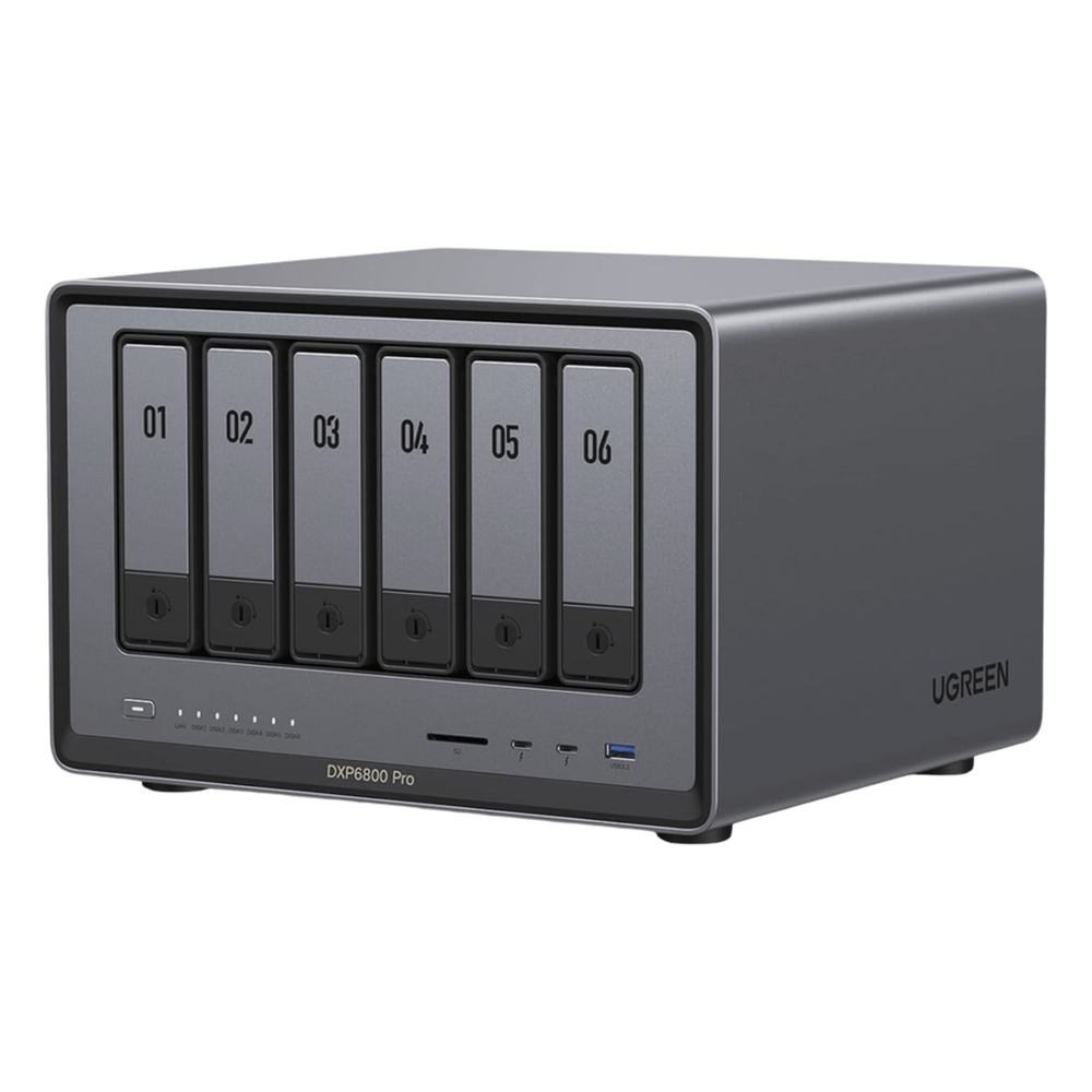 NAS UGREEN NASync DXP6800 Pro 25898B | i5-1235U x86 | 6 Bahías SATA + 2×NVMe PCIe 4.0 | 2×10GbE Link Aggregation | 2×Thunderbolt 4 | HDMI 8K | DDR5 64GB | Almacenamiento Híbrido | SKU 25898B