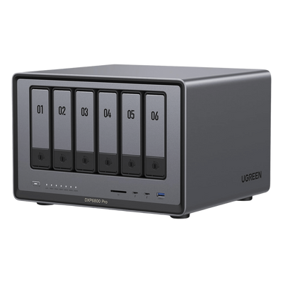 NAS UGREEN NASync DXP6800 Pro / Intel Core i5-1235U 10 Núcleos / 6 Bahías SATA + 2 M.2 NVMe / 2 Puertos Thunderbolt 4 / 2 Puertos 10GbE / 8K HDMI / PCIe 4.0 x4 / DDR5 Hasta 64GB / Compatibilidad Multiplataforma