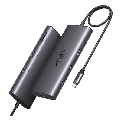 Docking Station USB-C Hub 10 en 1 UGREEN Revodok Pro 210 / Dual HDMI 4K 60Hz y 8K 30Hz / 3 Puertos USB-A + USB-C 3.0 / Carga PD 100W / Ethernet Gigabit 1000M / Lector Tarjetas SD y TF / Compatible Windows y macOS