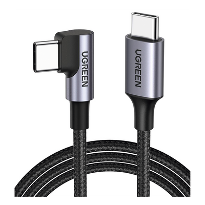 Cable USB-C a USB-C | 1 Metro (3.28 Pies) | Conector con Ángulo Recto de 90° | Carga Rápida de hasta 60W | 480 Mbps | PD3.0 | QC4.0/3.0/2.0 | FPC | AFC | Protección Integrada | Caja de Aluminio | Nylon Trenzado | Color Negro