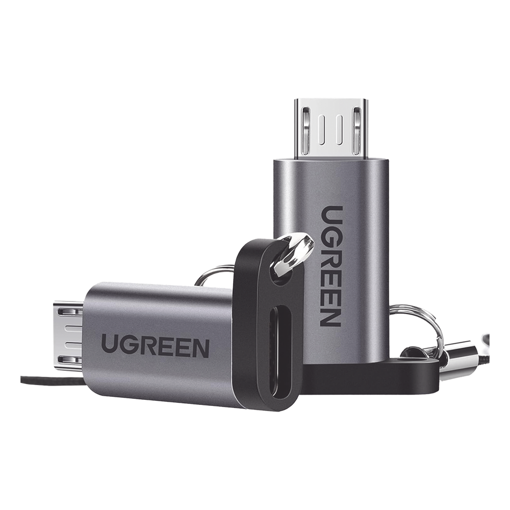Adaptador USB-C a Micro USB UGREEN | Carga Rápida FCP QC2.0 | Para Huawei Samsung Sony Moto | 480Mbps | Aluminio | Cable Integrado Cordón | Protecciones | SKU 50590