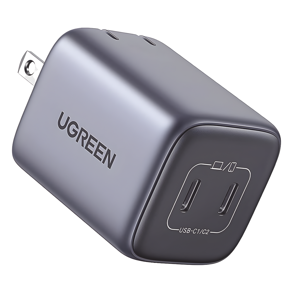 Cargador Pared UGREEN NEXODE Mini 90572 | GaN II | 2×USB-C | 45W Puerto único / 25W+20W Dual | PD 3.0 + PPS + QC 4+ | Thermal Guard | iPhone iPad Samsung | Viaje | SKU 90572