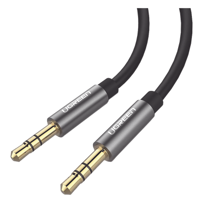 Cable Auxiliar 2 Metros / Conector 3.5mm a 3.5mm / Macho a Macho / Cubierta de TPE / Carcasa de Aluminio / Color Negro