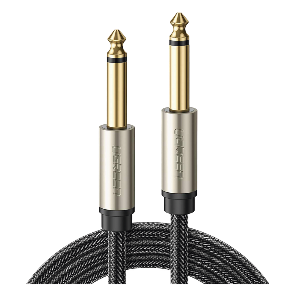 Cable Instrumento UGREEN 40815 | Mono TS 6.35mm (1/4") M-M | 10m | Cobre | Triple Blindaje | Oro 24K | Nylon Trenzado | Guitarra / Bajo / Teclado / Amplificador | SKU 40815