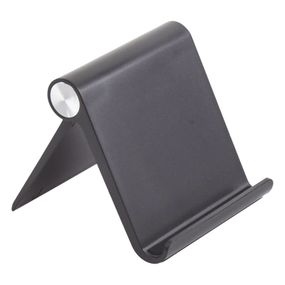 Soporte de Escritorio  para Teléfono Celular / Ajustable de 0° a 100° / Goma Antiarañazos / Antideslizante / Amplia Compatibilidad con dispositivos de 4'' a 7.9'' / Plegable / ABS / Color Negro