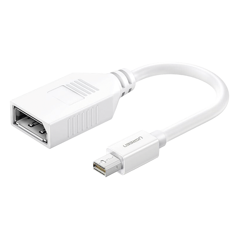 Adaptador Mini DisplayPort a DisplayPort UGREEN 10445 | 15cm | Thunderbolt 2 | DP 1.2 | 4K @ 60Hz | MacBook Pro / iMac / Surface Pro / ThinkPad | Blanco | SKU 10445