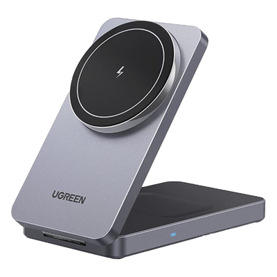 Cargador Inalámbrico 2 en 1 20W / Tecnología Qi2 15W Certificada / Carga Simultánea iPhone y AirPods / Ángulo Ajustable 70° / Diseño Plegable y Portátil / Compatibilidad Universal
