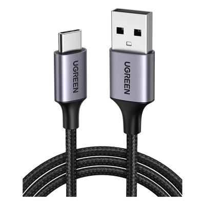 Cable USB-A a USB-C | 1 Metro (3.28 Pies) | Transferencia de Datos de 480 Mbps | Carga Rápida | QC 4.0/3.0/2.0 | FPC | AFC | Protección Integrada | Caja de Aluminio | Nylon Trenzado | Color Negro