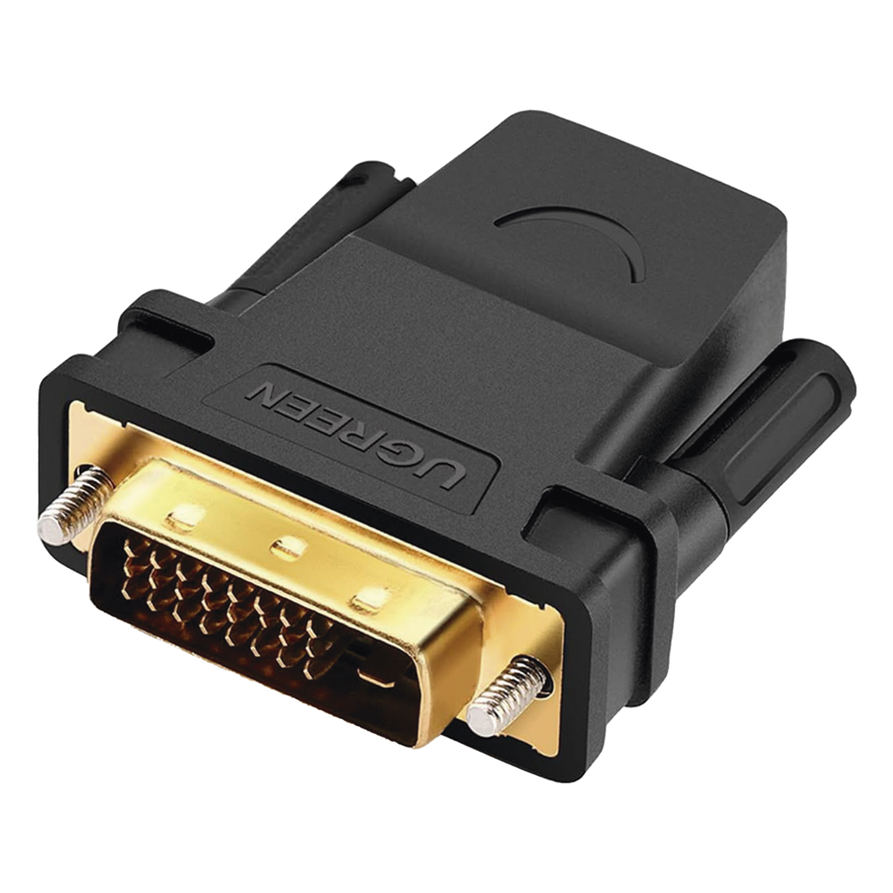 Adaptador DVI-D a HDMI UGREEN | DVI 24+1 Macho a HDMI Hembra | PC Workstation a Monitor TV Proyector | 1080p@60Hz | Pasivo Sin Conversión | Conectores Oro | SKU 20124