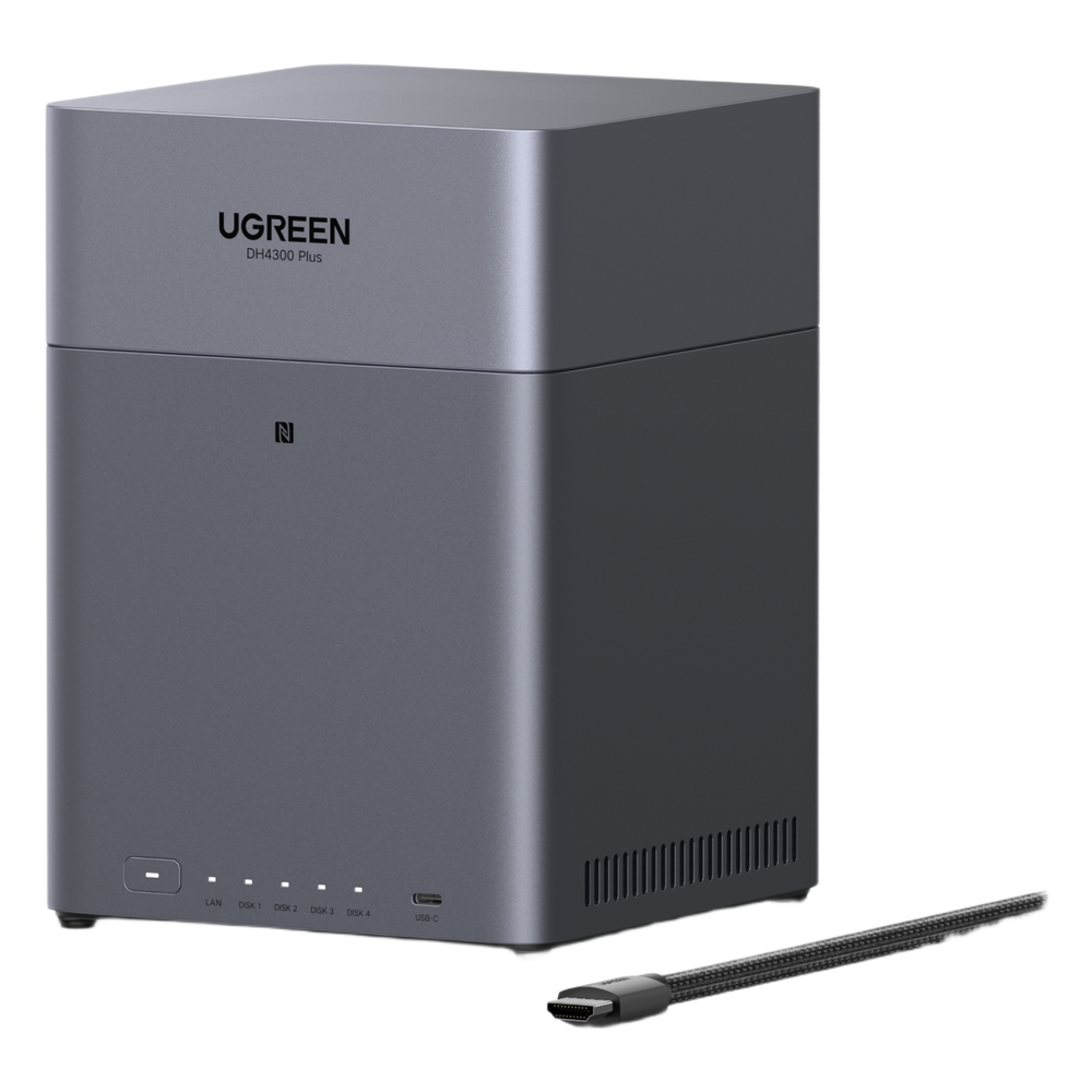 NAS UGREEN NASync DH4300PLUS 85449 | 4 Bahías SATA | RK3588C 8GB LPDDR4X | 2.5GbE | RAID 0/1/5/6/10 | HDMI 4K | UGOS Pro | UGREENlink | vs DH2300: +2 Bahías +2.5GbE +RAID5/6 | SKU 85449