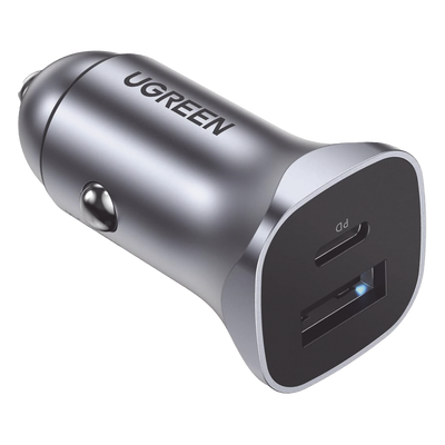 Cargador de Auto 24W | Puerto USB-A y USB-C | Carga Rápida | Compatible con Vehículos de 12 y 24 VCD | PD3.0 + QC3.0 | Indicador Led | Diseño Compacto | Chip Inteligente | Caja de Aluminio