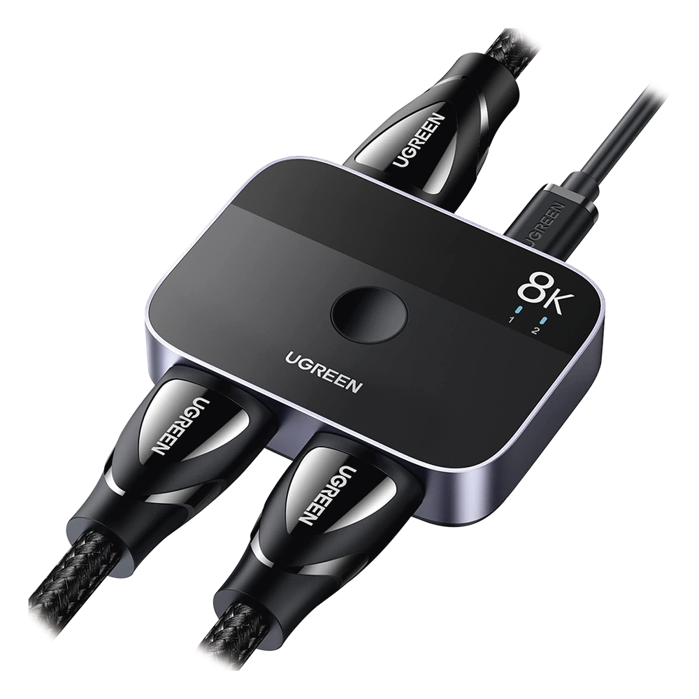 Switch HDMI 2.1 UGREEN 90385 | 2 Entradas → 1 Salida | 48Gbps | 8K@60Hz / 4K@120Hz / 1080p@240Hz | VRR | HDCP 2.3 | Dolby Vision | CEC | Audio 7.1 | PS5 + PC | SKU 90385