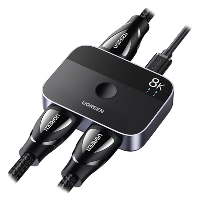 Conmutador HDMI 2.1 8K @60Hz | HDMI Splitter 2 Entradas a 1 Salida | Soporta 4K @120Hz 1080P @240Hz 3D | HDR Dolby | Alta Velocidad 48Gbps | Formatos de Audio LPCM/DTS/DSD, 2,0/2,1/5,1/7,1 canales.
