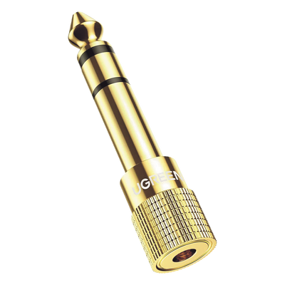 Adaptador (Convertidor) de Audio 3.5mm Hembra a 6.5mm Macho / Plug & Play / Superficie de Rosca Antideslizante / Calidad de sonido sin pérdidas