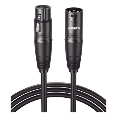 Cable para Micrófono XLR Tipo Canon Macho a Hembra / 10 Metros / Plug & Play / Antiinterferencias / Triple Blindaje / Alta Calidad / Color Negro
