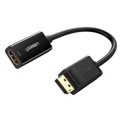Convertidor DisplayPort a HDMI 4K| 3D | HDR | Blindaje Interno | Botón Liberador | Carcasa de ABS | Plug & Play | CE, FCC, RoHS | Cable de 25 cm (9.84 Pulgadas).