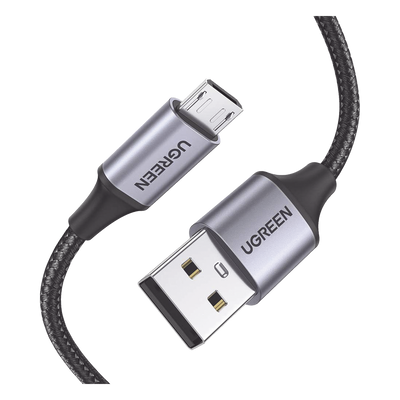Cable USB-A a Micro USB | 1 Metro (3.28 Pies) | Carga Rápida | QC 3.0/2.0 | FPC | AFC | Transferencia de Datos de 480 Mbps | Recarga hasta 18W | Protección Integrada | Caja de Aluminio | Nylon Trenzado | Color Negro