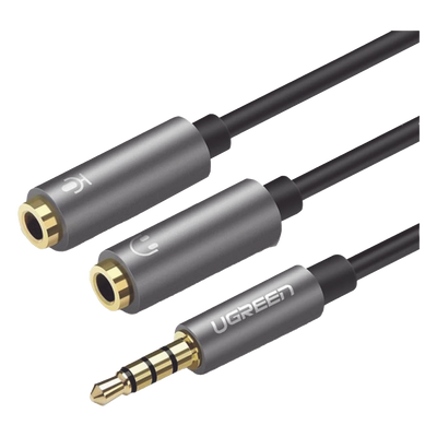 Cable Divisor en Y / De 3.5 mm Macho a Dos Salidas de 3.5 mm Hembra / CTIA, TRS / Núcleo de Cobre / TPE /  Longitud 20 cm / Ideal para Separar el Micrófono de los Auriculares