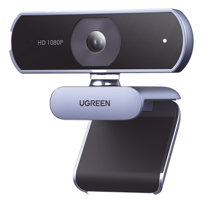 Cámara Web UGREEN | 1080p@30FPS | Micrófonos Duales + Cancelación de Ruido | Alcance 3m | Corrección de Luz Automática | Ángulo 85° | Rotación 360° | Zoom Teams Google Meet | SKU 15728