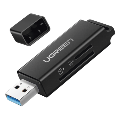 Lector de Tarjetas USB 3.0 / Doble Ranura TF/SD Simultánea / Transferencia 5 Gbps / Soporte 2 TB / Compacto con Llavero