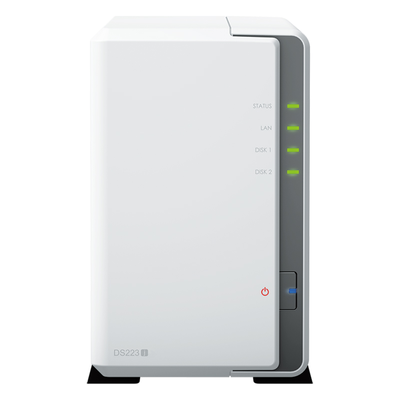 NAS Synology DiskStation DS223j, 2 Bahías HDD/SSD, Realtek RTD1619B 1.7GHz, 1GB DDR4, 1GbE, USB 3.2, RAID 0/1/SHR, Synology DSM, Surveillance Station