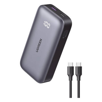 Mini Power Bank UGREEN 25185 | 10,000mAh 30W PD 3.0 | 180g | USB-C + USB-A | iPhone 16 MacBook Air iPad Galaxy | Pantalla LED | Ignifugo V-0 | Avión OK | SKU 25185