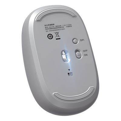 Mouse Inalámbrico 2.4G 800/1200/1600/2400 DPI | Función de 3 botones | Alcance 10m | Silencioso |  Ergonómico | Anti-caída y Anti-interferencias | Batería Alcalina AA incluida  | Color Grey.
