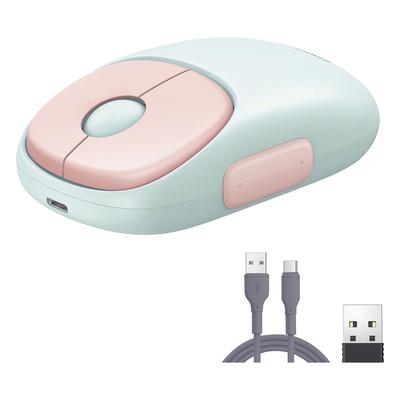 Mouse Inalámbrico UGREEN FUN MU102 | Rosa | BT 5.0 + 2.4GHz | 3 Dispositivos | DPI 1000-4000 | Silencioso | 5 Botones | USB-C 3 Meses | Win/Mac/iPad/Android | SKU MU102