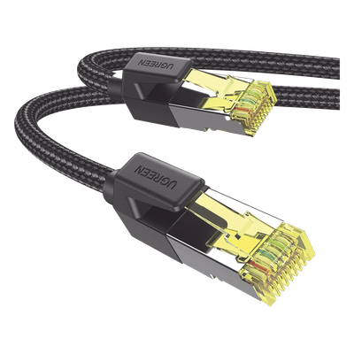 Cable Ethernet Cat7 UGREEN F/FTP 3m | Blindaje Doble F/FTP 600MHz 10Gbps | Malla Nylon + Algodón | 10,000 Ciclos | Cobre 30AWG | Entornos EMI | NAS Router Switch | SKU 80424