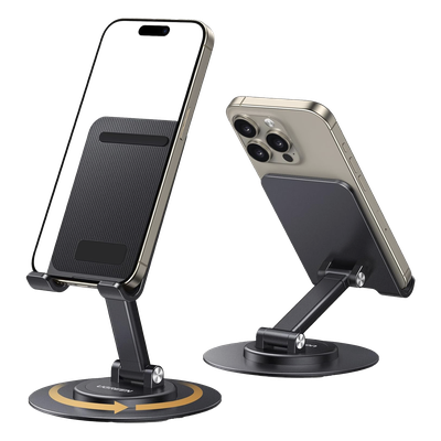 Soporte Giratorio UGREEN Aluminio | 360° | iPhone Samsung iPad 4-9.7'' | Home Office Videoconferencia | Ángulo 0-130° | Altura 17-20cm | Carga Sin Retirar | Plegable | SKU 35152