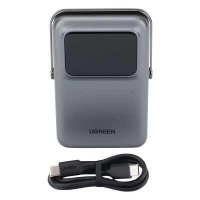 Power Bank Serie UNO Inalambrico | 10000mAh | 7.5W/20W  |  Con Emojis de Estado | Carga Rápida USB-C Bidireccional  | Pantalla TFT  Inteligente | Con Holder | Color Grey.