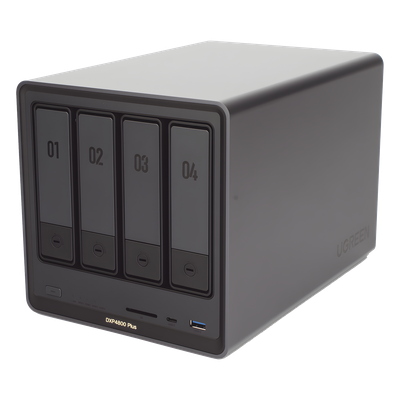 NAS UGREEN NASync DXP4800 Plus | Intel Pentium Gold 8505 5C Quick Sync | 10GbE + 2.5GbE | 4 Bahías SATA + 2×M.2 NVMe PCIe 4.0 | 8GB DDR5 64GB | Plex 4K | Lector SD HDMI | SKU 35260