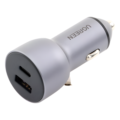 Cargador de Auto 52.5W | Puerto USB-A y USB-C | Carga Rápida | Compatible con Vehículos de 12 y 24 VCD | PD3.0 + QC3.0 | Chip Inteligente | Diseño Compacto Mayor Eficiencia Energética | Caja de Aluminio