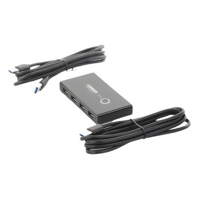 Conmutador USB para Compartir 4 Puertos USB 3.0 a 2 PC Ìs | Cambio Mediante Botón | Incluye Dos Cables USB de 1.5 m | ABS | Permite que 2 Usuarios Compartan 4 Dispositivos Periféricos USB3.0, como una impresora, un escáner, etc.