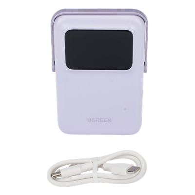 Power Bank UGREEN 10000mAh Magnético | MagSafe iPhone 12 13 14 15 16 | 7.5W Inalámbrico + 20W USB-C PD | Pantalla TFT Emojis | Soporte Plegable | Color Morado | SKU 45328