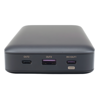 Power Bank de 20000mAh | 3 Salidas 100W Max. | USB-A + 2 USB-C | PD 3.0 | QC3.0 | FCP | SCP | Pantalla Inteligente | Carcasa Ignifuga | Color Gris | Incluye Cable USB de 50cm | Carga tu Laptop de Manera Segura.
