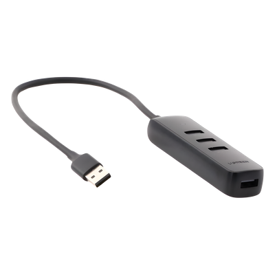 HUB USB-A 3.0 4 en 1 | 4 Puertos USB-A 3.0 (5Gbps) | Cable de 25 cm | Indicador Led | Ideal para Transferencia de Datos | Entrada USB-C para alimentar equipos de mayor consumo como discos duros | Color Negro.