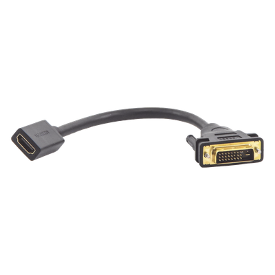 Convertidor DVI Macho a HDMI Hembra | Bidireccional | DVI 24+1 | 1080P@60Hz | Cable de 22 cm (8.66 Pulgadas) | Negro