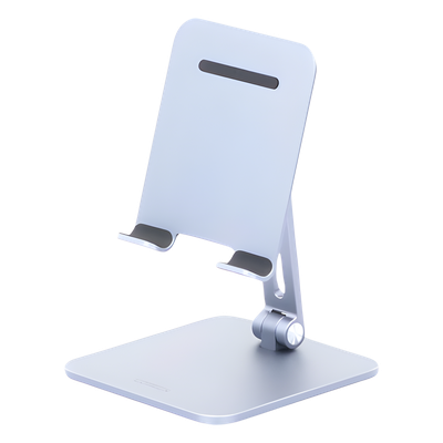 Soporte de Aluminio para IPad & Tablet | Plegable |Angulo Ajustable de 180° y 270° | Base Antideslizante | Protección  de Silicona | Amplia Compatibilidad con dispositivos de 7.9'' a 12.9'' | Aluminio Solido | Color Gris