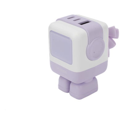 Cargador UGREEN RobotGaN 35314B | 65W GaN II | 2×USB-C + 1×USB-A | PD 3.0 QC 4.0 | MacBook Air iPad iPhone Galaxy | 45W+20W Simultáneo | LED Animada | Zapato Magnético | SKU 35314B