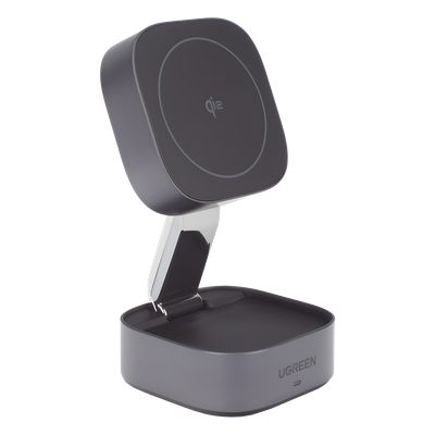 Cargador Inalámbrico 2 en 1 UGREEN 35316 | Qi2 15W Teléfono + Qi 5W Auriculares + USB-C 5W | 25W Total | Diseño Discreto para Escritorio Ejecutivo y Viaje | Cable USB-C Incluido | SKU 35316