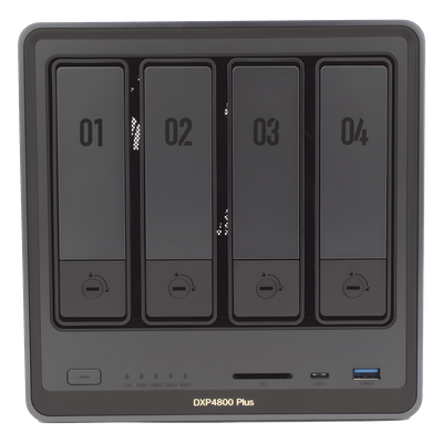 NAS UGREEN NASync DXP4800 Plus | Intel Pentium Gold 8505 5C Quick Sync | 10GbE + 2.5GbE | 4 Bahías SATA + 2×M.2 NVMe PCIe 4.0 | 8GB DDR5 64GB | Plex 4K | Lector SD HDMI | SKU 35260
