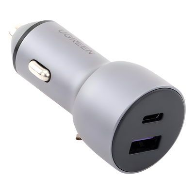 Cargador de Auto 52.5W | Puerto USB-A y USB-C | Carga Rápida | Compatible con Vehículos de 12 y 24 VCD | PD3.0 + QC3.0 | Chip Inteligente | Diseño Compacto Mayor Eficiencia Energética | Caja de Aluminio