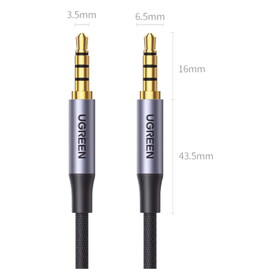 Cable Auxiliar de 3.5mm / Cable Audio Estéreo / Núcleo de Alambre de Cobre Esmaltado / Carcasa de Aluminio Azul + Nylon Trenzado /  Soporta Micrófono / 2 Metros