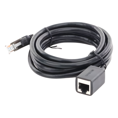 Cable de Extensión Cat6 RJ45 F/UTP / Macho a Hembra / 2 Metros (6.56 Pies) / Método de Conexión 568B / Velocidad de Transmisión 1000Mbps / Ancho de Banda del Canal 250MHz / Caja de Cobre / Negro