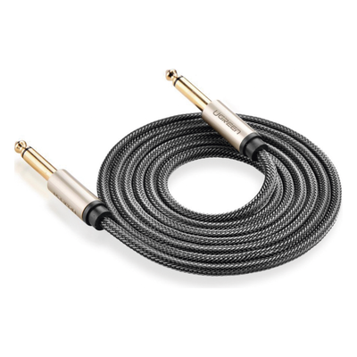 Cable Instrumento UGREEN 40815 | Mono TS 6.35mm (1/4") M-M | 10m | Cobre | Triple Blindaje | Oro 24K | Nylon Trenzado | Guitarra / Bajo / Teclado / Amplificador | SKU 40815