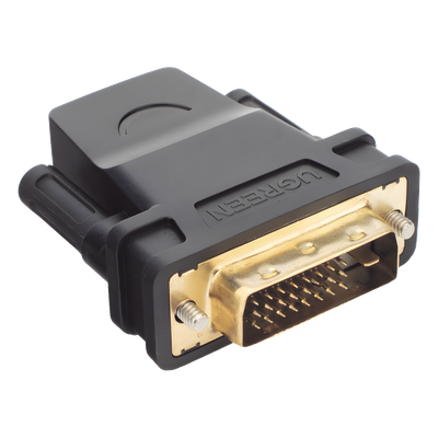 Adaptador DVI-D a HDMI UGREEN | DVI 24+1 Macho a HDMI Hembra | PC Workstation a Monitor TV Proyector | 1080p@60Hz | Pasivo Sin Conversión | Conectores Oro | SKU 20124