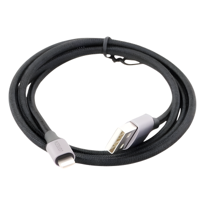 Cable USB-A a Lightning | 1 Metro (3.28 Pies) | Certificado MFi | Carga Rápida 5V/2.4 A | 480 Mbps | Conector C94 | Adecuado para iPhone, iPad y iPod | Protección Integrada | Caja de Aluminio | Nylon Trenzado | Color Negro