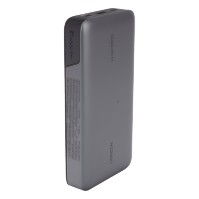 Power Bank UGREEN 90597M | 25,000mAh 145W | 100W MacBook + 45W iPad Simultáneos | PD 3.0 QC 3.0 FCP SCP | Recarga en 2h | 92.5Wh Apto Avión | Pantalla | Gris | Cable 50cm | SKU 90597M