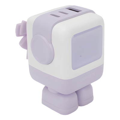 Cargador UGREEN RobotGaN 35314B | 65W GaN II | 2×USB-C + 1×USB-A | PD 3.0 QC 4.0 | MacBook Air iPad iPhone Galaxy | 45W+20W Simultáneo | LED Animada | Zapato Magnético | SKU 35314B